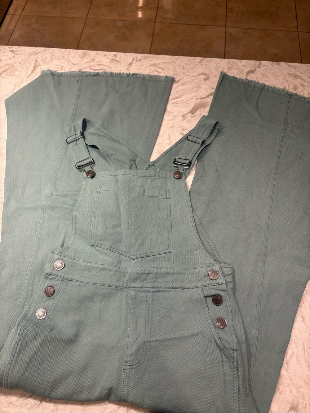Womens Sage Green Denim Overalls